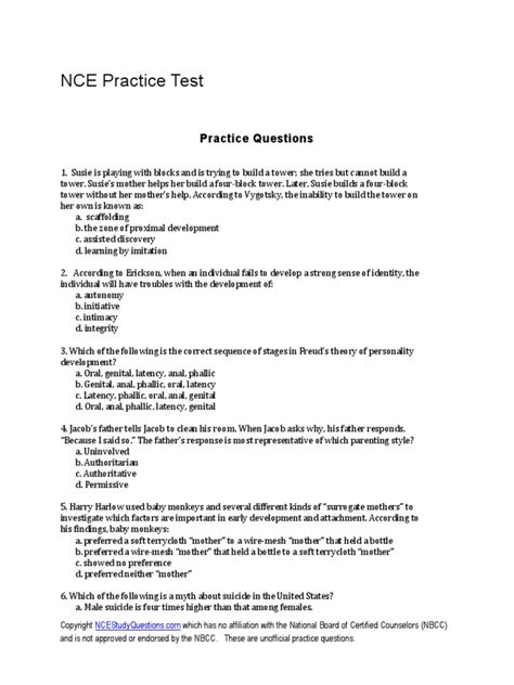 Lack of transportationC. . Free nce practice questions